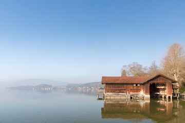 Fototapeta premium Boathouse at lake Attersee