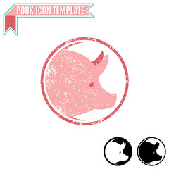 Pork Logo, Trade Sign, Icon Template
