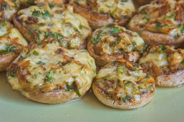 Delicious stuffed mushrooms with cheese and vegetables