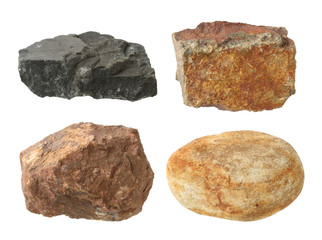 Various stone isolated on white background