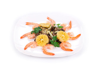 Shrimp salad with mushrooms