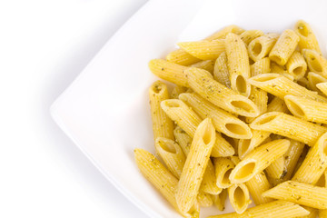 Pasta on plate close up.