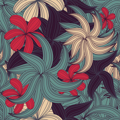 seamless tropical flower pattern