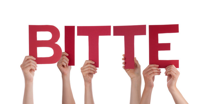 People Holding Red Straight German Word Bitte Means Please