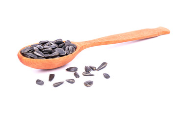 Sunflower seeds in a spoon