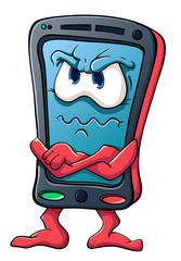 Cute cartoon smartphone angry