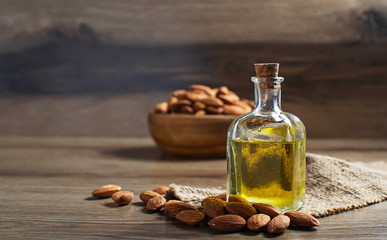 Glass bottle with almond oil