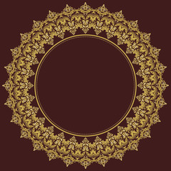 Damask  Round Pattern. Orient Golden Ornament