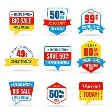 Collection of Sale Discount in flat design. Use for labels