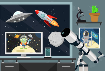 Vector astronomy flat illustration