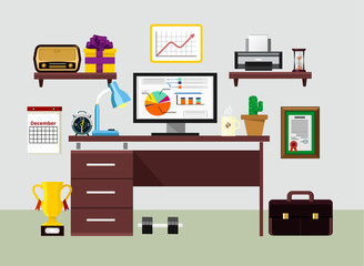 Vector flat workplace illustration