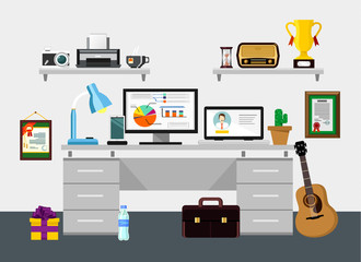 Vector home workplace illustration