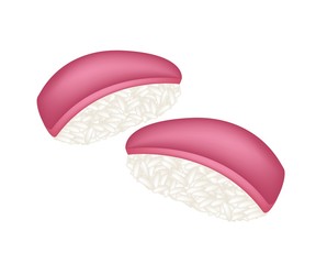 Tuna Sushi or Tuna Nigiri on White Background