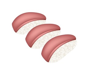Maguro Sushi or Tuna Nigiri on White Background