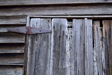 Rustic Old Clapboard Wooden Door, Rusted Hinge
