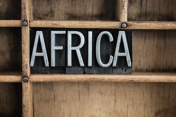 Africa Concept Metal Letterpress Word in Drawer
