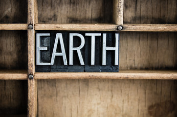 Earth Concept Metal Letterpress Word in Drawer
