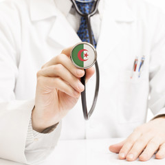 Doctor holding stethoscope with flag series - Algeria