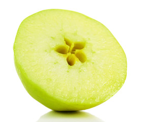 Juicy half of apple isolated on white