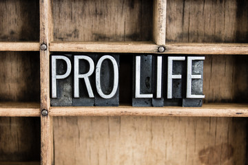Pro Life Concept Metal Letterpress Word in Drawer