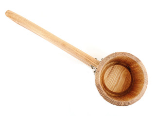 Oaken spoon for sauna, isolated on white