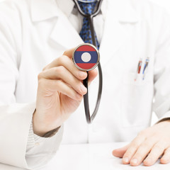 Doctor holding stethoscope with flag series - Laos