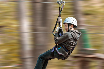 Fototapeta na wymiar adventure climbing high wire park