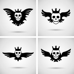 Skull with crown and wings. Vector illustration