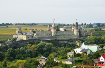 Fototapeta premium Ukrainian city Kamyanets-Podilsky with a medieval fortress
