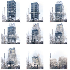 building destruction collage