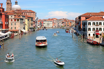 View of the Grand Canal from The Rialto bridge in Venice, Italy