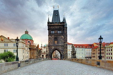 Fototapeta na wymiar Charles bridge with tower, Prague