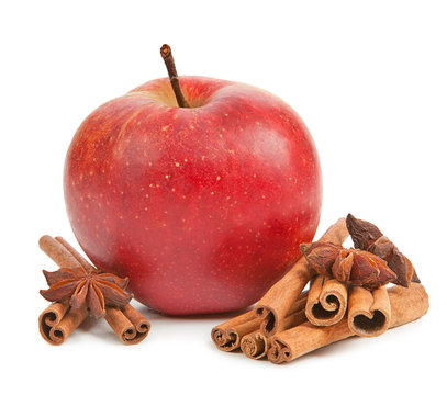 Apple, Anise And Cinnamon Isolated