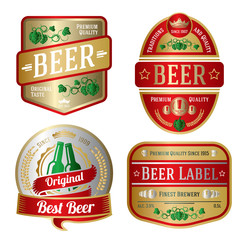 Set of bright beer labels, different shapes. Vector