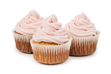 Birthday cupcake isolated on white background