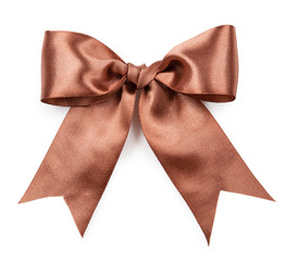 Brown bow isolated on white background