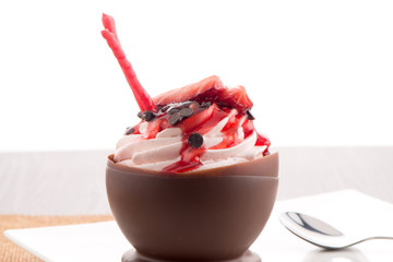 Strawberry and chocolate pastry mousse