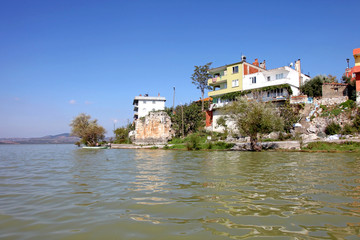 Fototapeta na wymiar Golyazi Village and Uluabat Lake in Bursa, Turkey