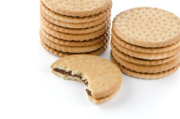 Sandwich biscuits with chocolate filling