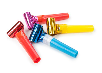 Colors Funny Noisemakers isolated on white background