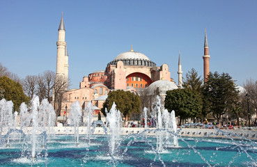 Exterior of the Hagia Sophia in Sultanahmet, Istanbul.