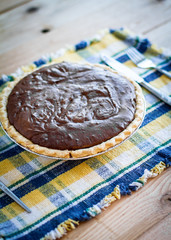 Chocolate Pie On Plaid Placemat