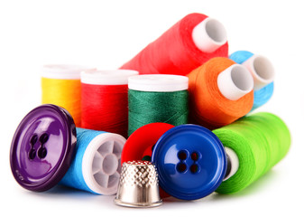 Composition with tailor threads isolated on white