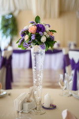 Flower bouquet  on dining table