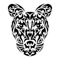 Leopard's head in tribal design for tattoo or print