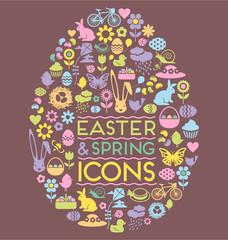 Fototapeta premium easter and spring icons easter egg