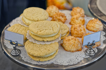 Different types of hand-made bisquits on the tray
