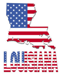 Louisiana map flag and text illustration