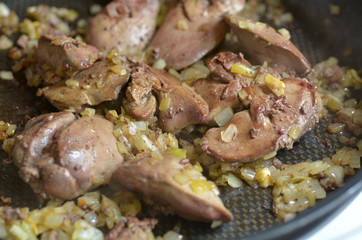 Chicken livers cooking