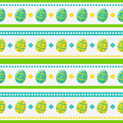 Easter seamless pattern with painted eggs. Vector background.